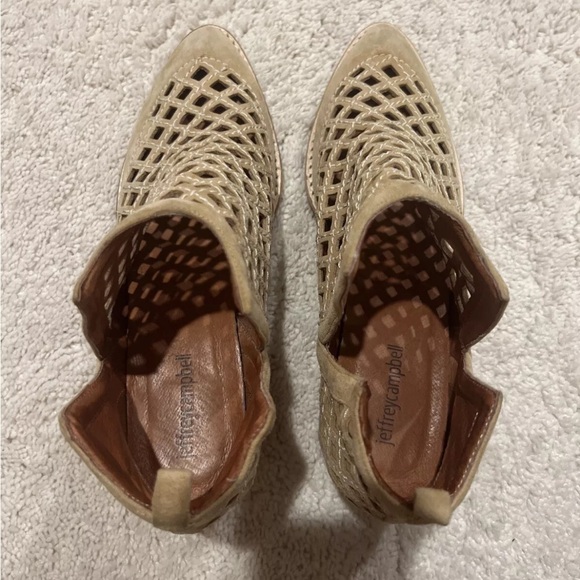 Jeffrey Campbell  Woman's Bolton Perforated Brown Leather Booties Size 8.5 - Picture 3 of 5